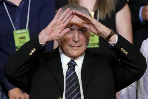 El illuminati sionista Michel Temer, denunciado como traidor y usurpador por Dilma Roussef, y contratador de las empresas de “seguridad” israelíes.